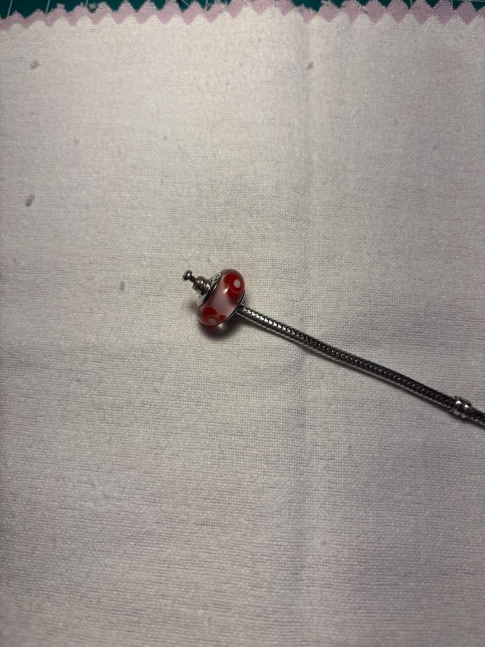 Pandora Red and White Charm Bracelet Bead